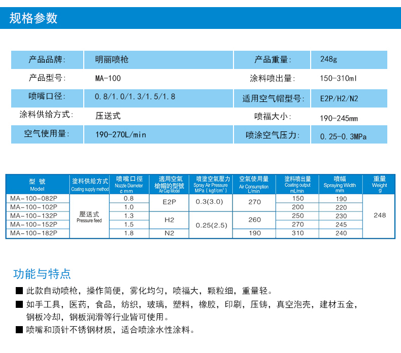 脱模剂喷枪规格参数